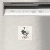 Vintage Straußenvögel Personalisierte Vögel Strauß Magnet (In Situ (Geschirrspüler))