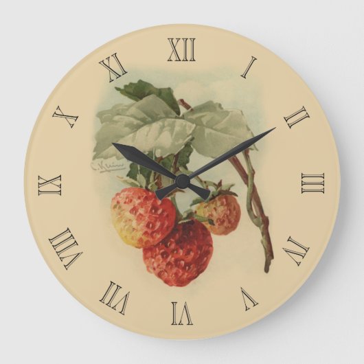 Vintage strawberries große wanduhr (Vorderseite)