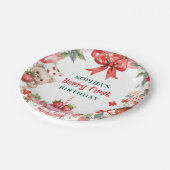 Vintage Strawberry Berry First Birthday  Pappteller (Schrägansicht)