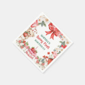 Vintage Strawberry Berry First Birthday  Serviette (Ecke)
