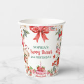 Vintage Strawberry Berry Sweet 2nd Birthday  Pappbecher (Vorderseite)