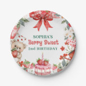 Vintage Strawberry Berry Sweet 2nd Birthday Pappteller (Vorderseite)