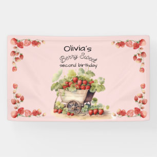 Vintage Strawberry Berry Sweet Birthday Party Banner