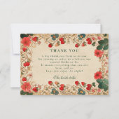Vintage Strawberry Botanical Bridal Shower Dankeskarte (Vorderseite)