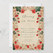 Vintage Strawberry Botanical Bridal Shower Einladung (Vorderseite)