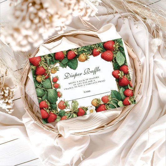 Vintage Strawberry Cottag Diapper Raffle Enclosure Begleitkarte