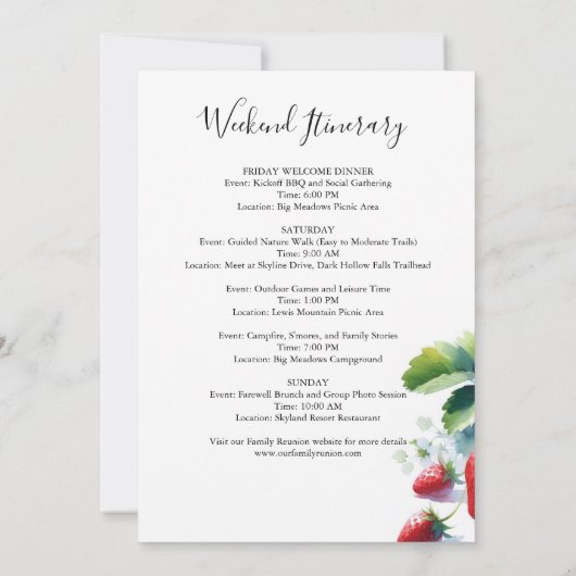 Vintage Strawberry Family Wiedersehen Einladung (Rückseite)