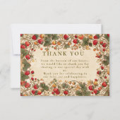 Vintage Strawberry Garden Wedding Dankeskarte (Vorderseite)