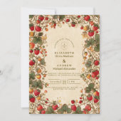 Vintage Strawberry Garden Wedding Einladung (Vorderseite)
