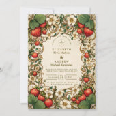 Vintage Strawberry Garden Wedding Einladung (Vorderseite)
