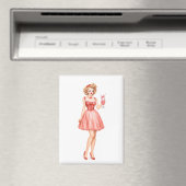 Vintage Strawberry Milkshake Pin-Up Girl Magnet (In Situ (Geschirrspüler))