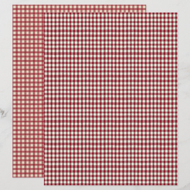 Vintage Strawberry Plaid Scrapbook Paper (Vorne/Hinten)