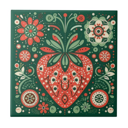 Vintage Strawberry tile Fliese (Vorderseite)