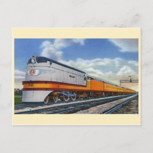 Vintage Streamline-Dampflokomotive-Postkarte Postkarte (Vorderseite)