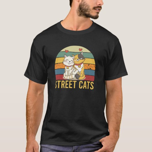 Vintage Street Cats Retro Funny Cat T-Shirt (Vorderseite)