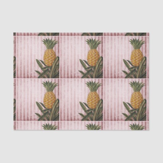 Vintage Streifen Ananas Seidenpapier (Vorderseite)