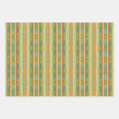 Vintage Streifen aus grün und goldfarben Geschenkpapier Set (Vorderseite 2)