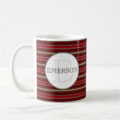 Vintage Streifen Burgund Red Tan White Custom Kaffeetasse (Links)