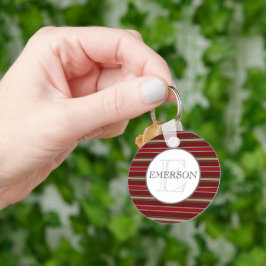 Vintage Streifen Burgund Red Tan White Custom Schlüsselanhänger