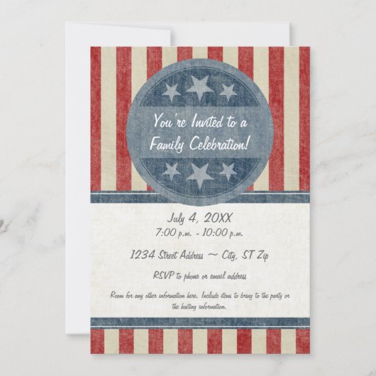 Vintage Streifen Einladung (Vorderseite)