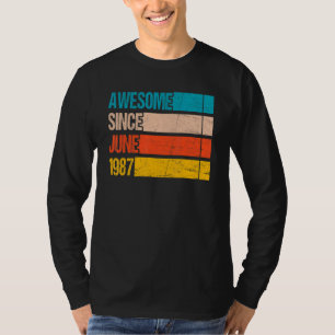 Vintage-Streifen-Farbe Toll seit der Geburt im Jun T-Shirt