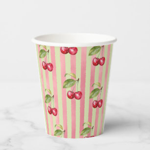 Vintage-Streifen-Kirschgarten-Baby-Party Pappbecher