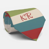 Vintage Streifen Muster Rot-Blau-Initialen Krawatte (Gerollt)