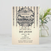 Vintage Streifen Party Einladungen (Stehend Vorderseite)