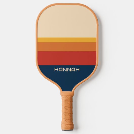 Vintage Streifen Personalisierter Name Pickleball Schläger (Vorderseite)