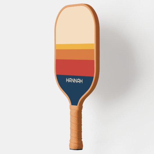Vintage Streifen Personalisierter Name Pickleball Schläger (Links)