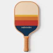 Vintage Streifen Personalisierter Name Pickleball Schläger (Rückseite)