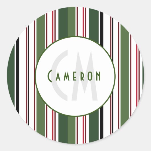 Vintage Streifen Runder Aufkleber (Vorderseite)