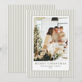 Vintage Streifen Sage Grün Foto Weihnachten (Vorne/Hinten)