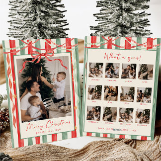 Vintage-Streifen-Schleife Weihnachten Familienfoto