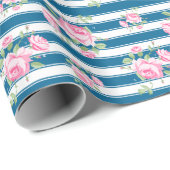 Vintage Streifen und blumengeschmückte Rose der kl Geschenkpapier (Rolleneckpunkt)