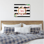 Vintage Streifen und Floral Monogramm Leinwanddruck (Insitu (Schlafzimmer))