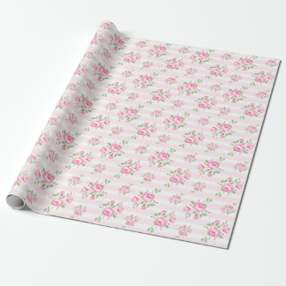 Vintage-Streifen und florale Rosen klassisches hel Geschenkpapier