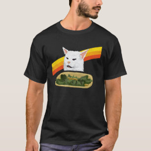 Vintage streitende weiße Katze Meme Retro-Achtzige T-Shirt