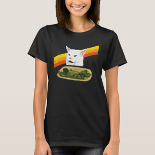 Vintage streitende weiße Katze Meme Retro-Achtzige T-Shirt