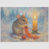 Vintage Strickmaus Rustikale Winterdämmerung Seidenpapier (Vorderseite)