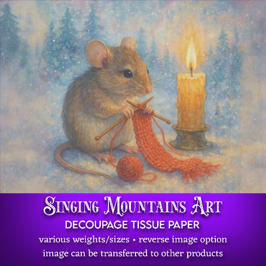 Vintage Strickmaus Rustikale Winterdämmerung Seidenpapier