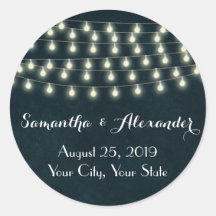 Vintage String Lights Wedding Umschlag Aufkleber/