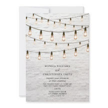 Vintage String Lights White Brick Wedding