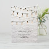 Vintage String Lights White Bridge Virtual Einladung (Stehend Vorderseite)