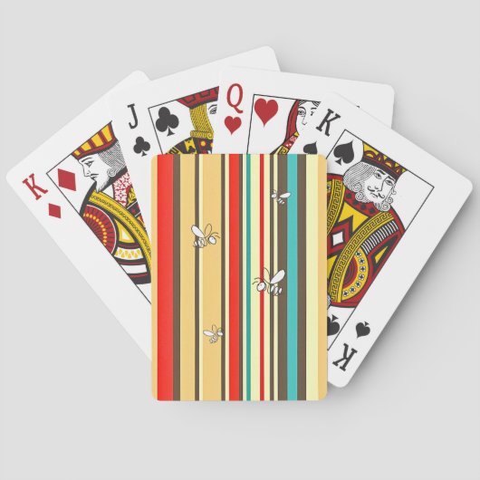 Vintage Stripe Bee Plaiyning Pokerkarten (Rückseite)