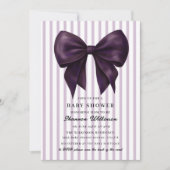 vintage stripe bow Baby Shower QR Invitation Einladung (Vorderseite)
