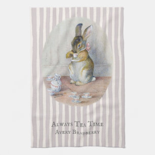 Vintage Stripe Miss Bunny Teatime Geschirrtuch
