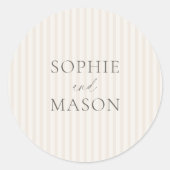 Vintage Stripe Wedding Sticker with Names (Vorderseite)