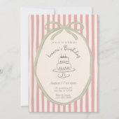 Vintage Striped Birthday Invitation, Whimsical Han Einladung (Vorderseite)