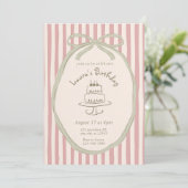 Vintage Striped Birthday Invitation, Whimsical Han Einladung (Stehend Vorderseite)
